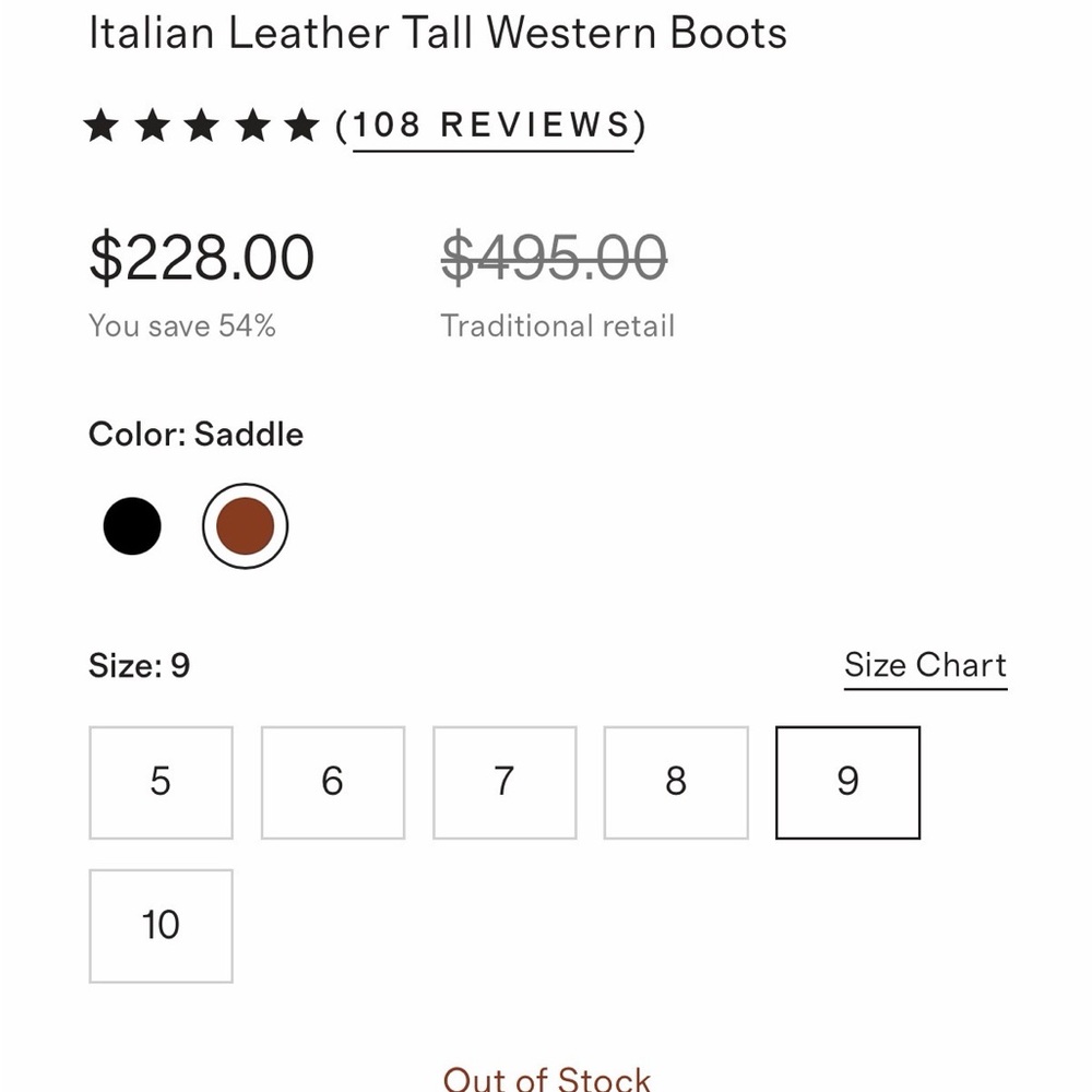 Quince Italian Leather Tall Western Boots in Saddle Brown Size 9 LIKE NEW - Picture 12 of 15